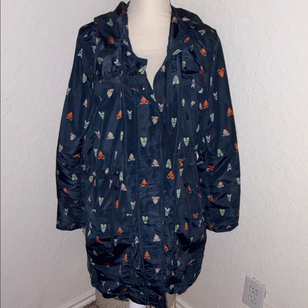 H&M Navy Utility Jacket with Colorful Patterns